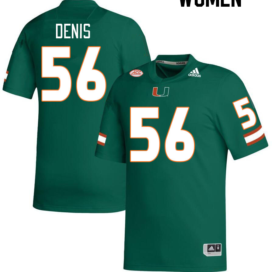 Women #56 Jonathan Denis Miami Hurricanes College Football Jerseys Stitched-Green